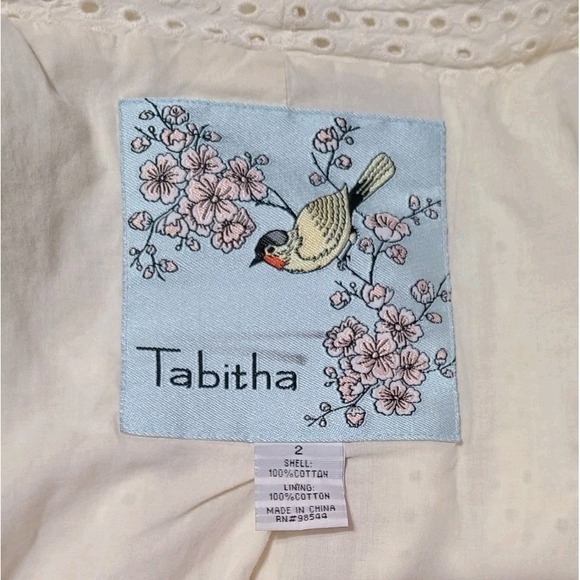 Tabitha Anthropologie Ivory Eyelet Ruffle Jacket Size 2 Cotton Lined‎ Blazer - Picture 3 of 6